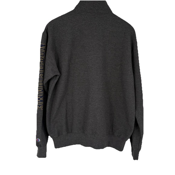 University of Notre Dame Champion Mens Quarter Zip Sweatshirt XL Gray Spell Out - Picture 2 of 7